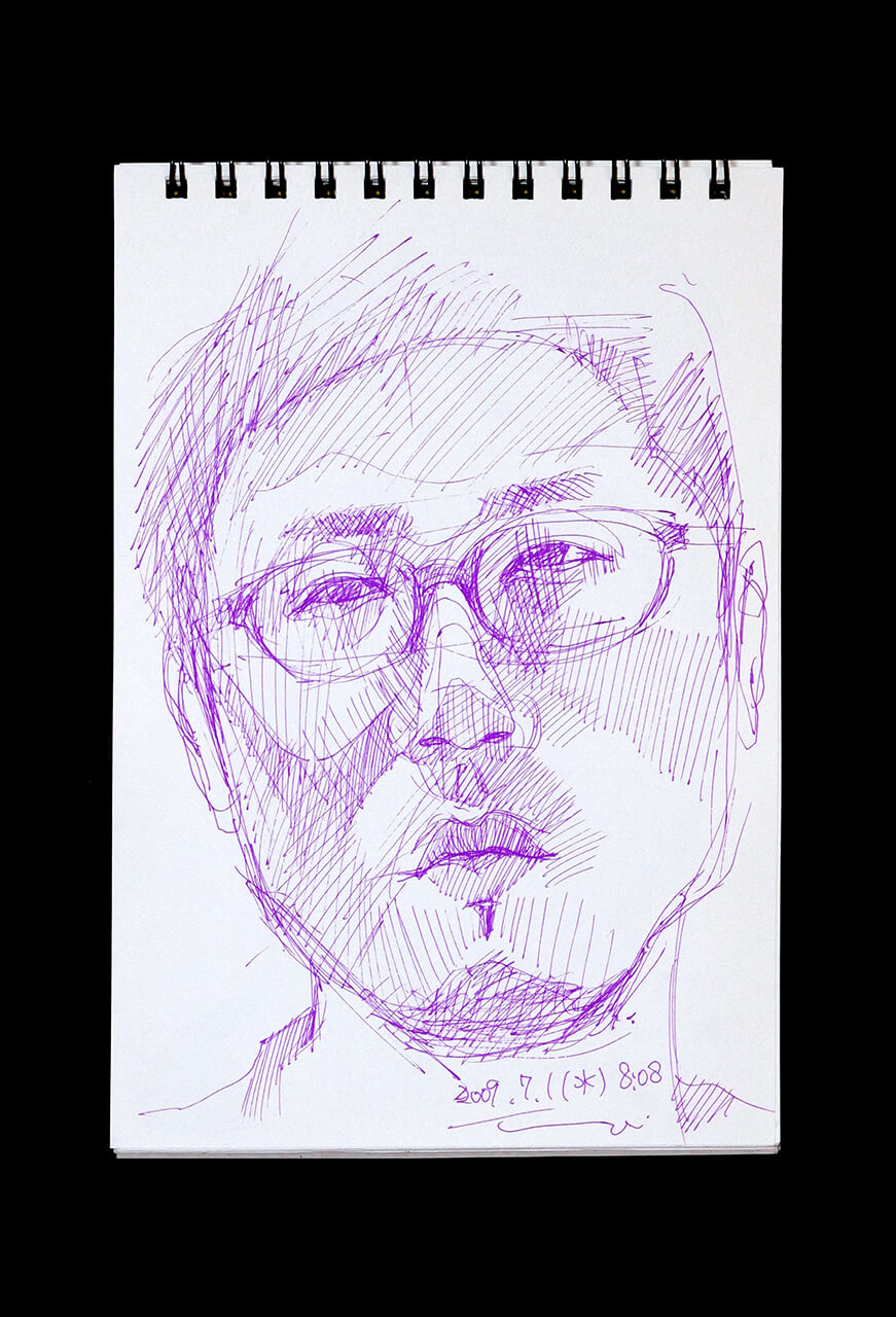 Contemporary artist SHINTAKU Tomoni's 2009/7/1 Self-portrait or pencil drawing