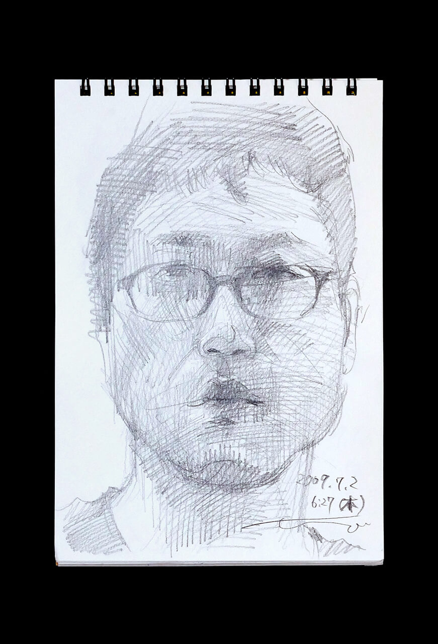 Contemporary artist SHINTAKU Tomoni's 2009/7/2 Self-portrait or pencil drawing