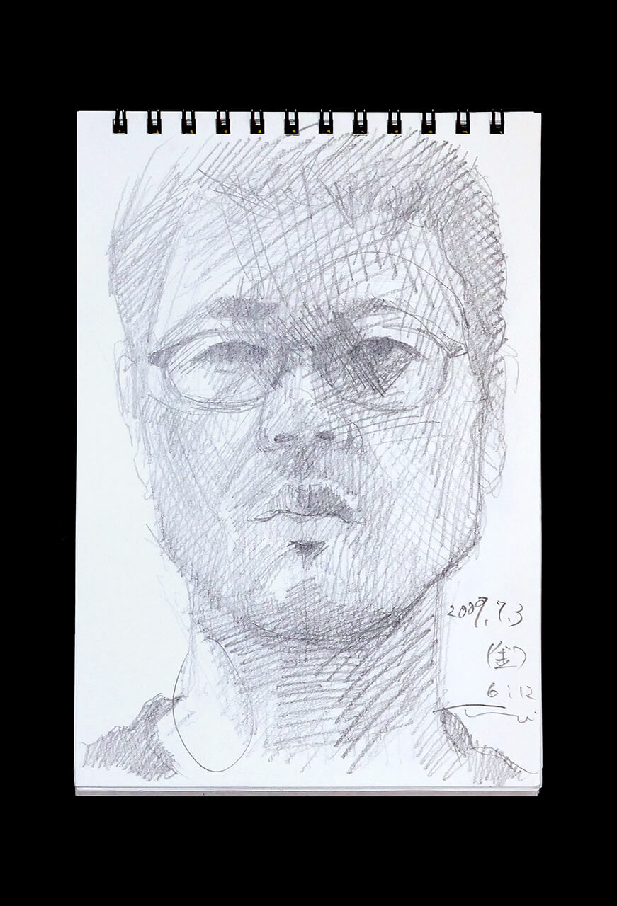Contemporary artist SHINTAKU Tomoni's 2009/7/3 Self-portrait or pencil drawing