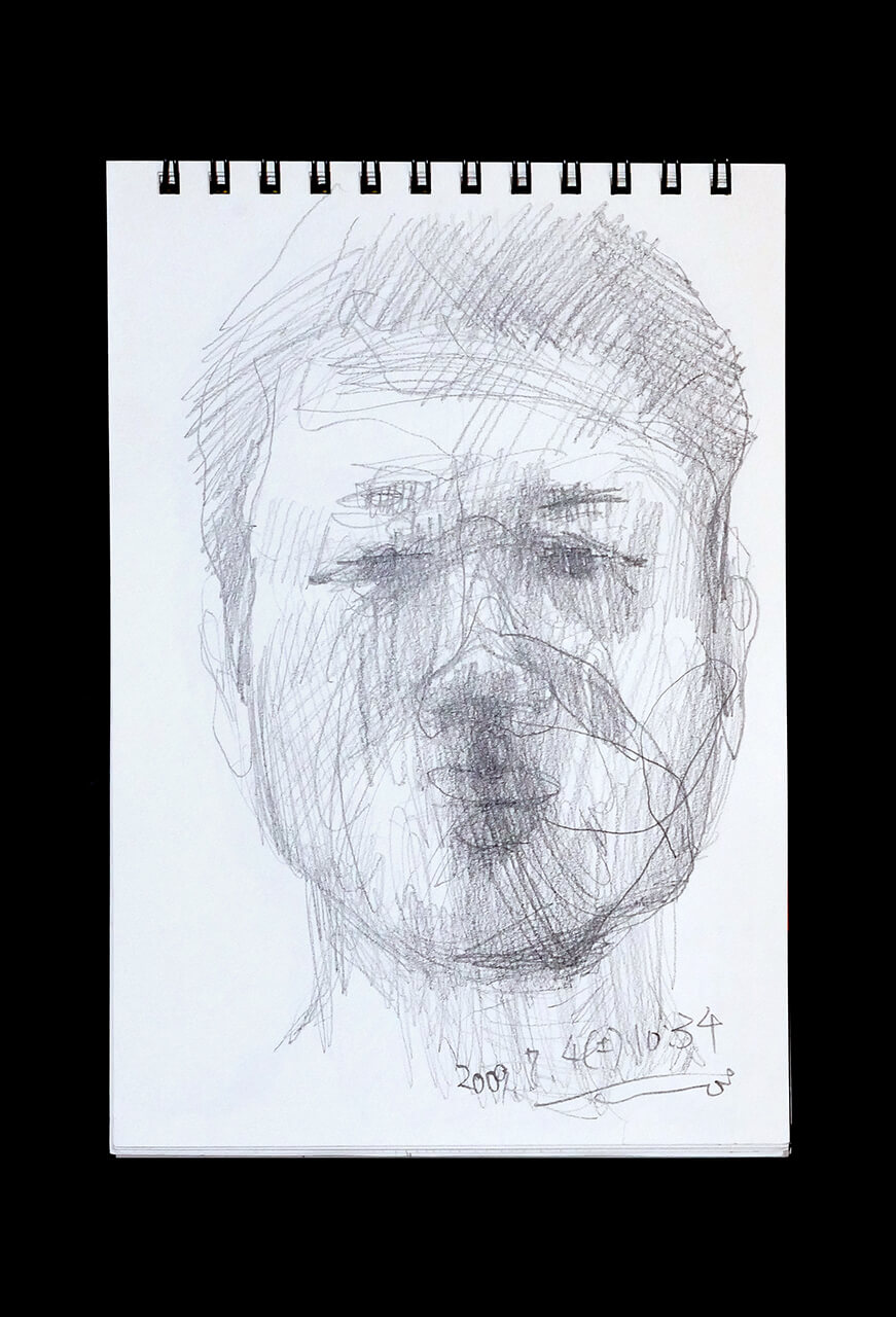 Contemporary artist SHINTAKU Tomoni's 2009/7/4 Self-portrait or pencil drawing