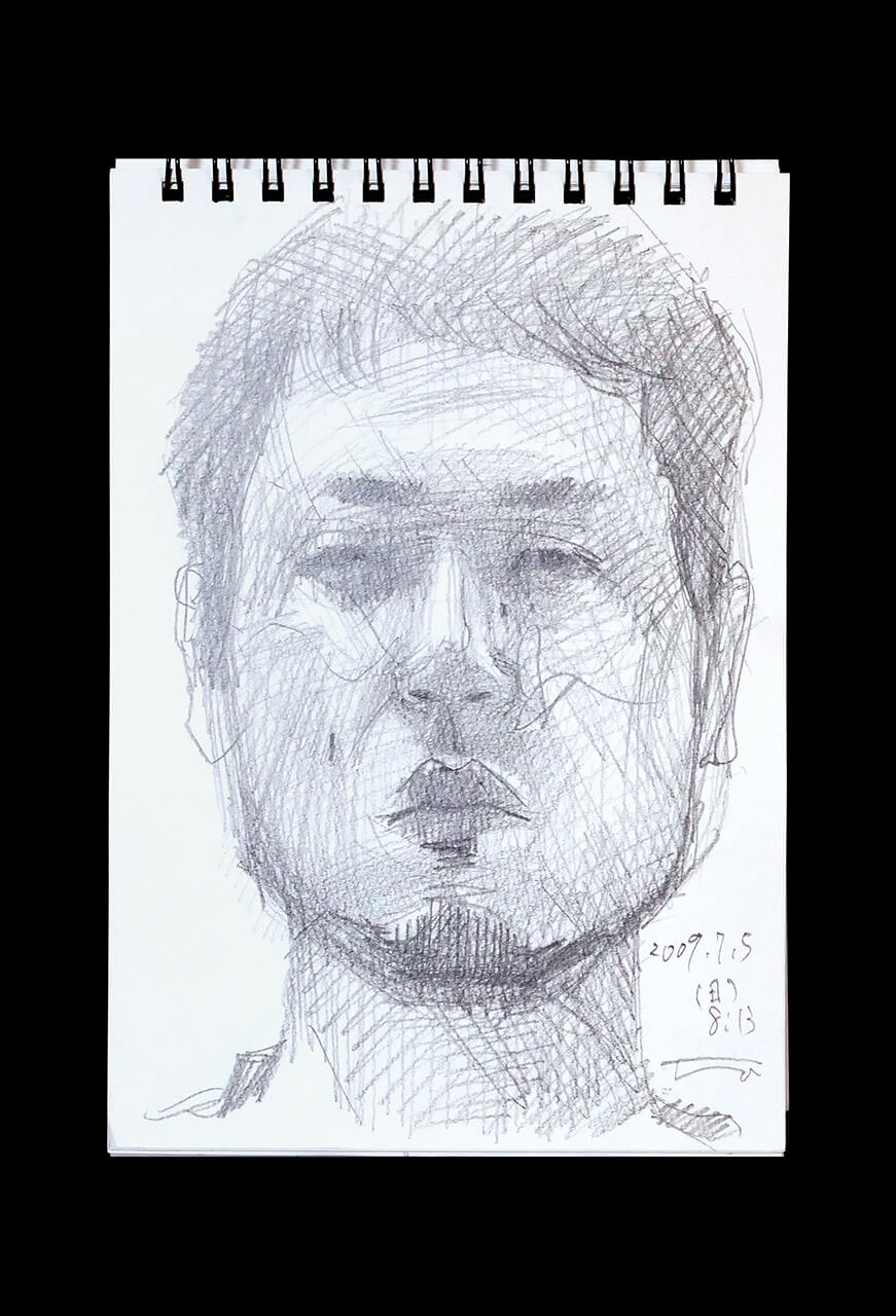 Contemporary artist SHINTAKU Tomoni's 2009/7/5 Self-portrait or pencil drawing