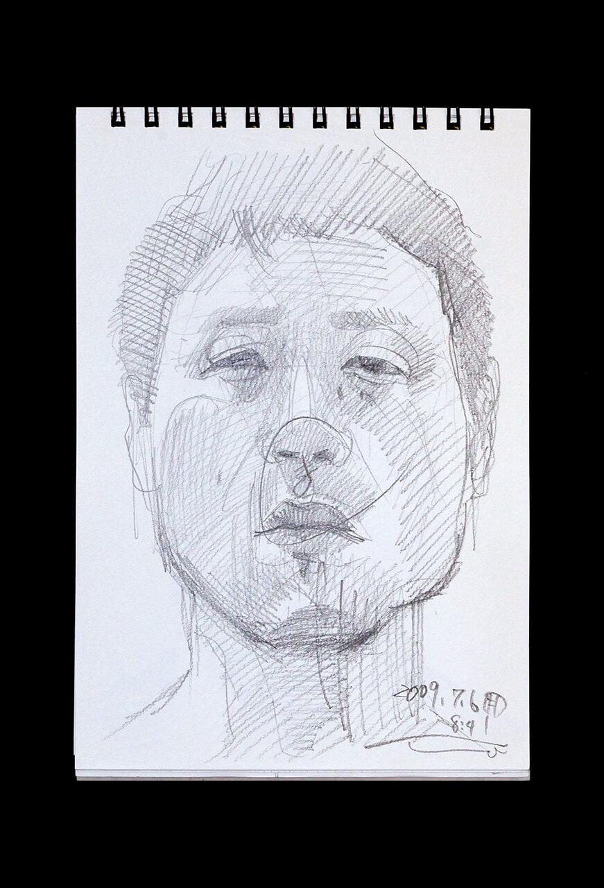 Contemporary artist SHINTAKU Tomoni's 2009/7/6 Self-portrait or pencil drawing