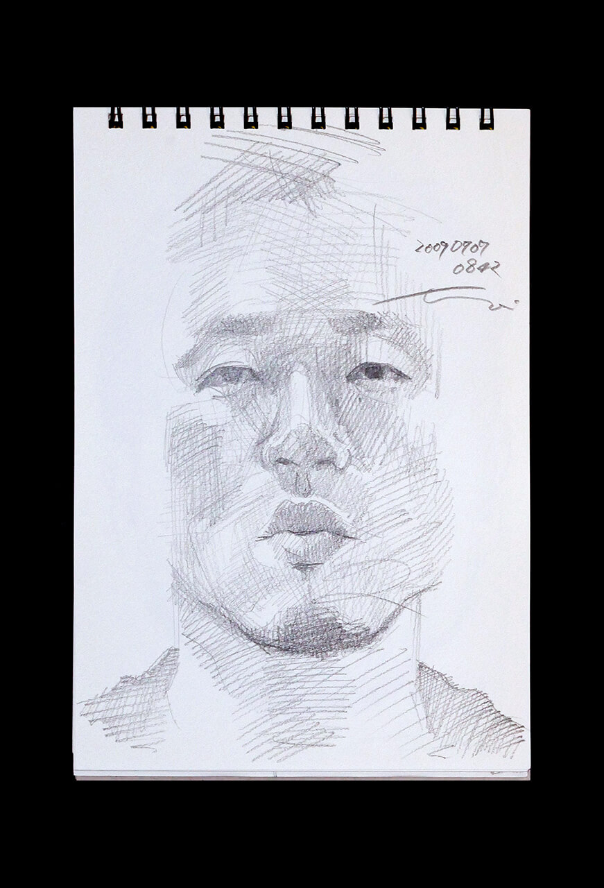 Contemporary artist SHINTAKU Tomoni's 2009/7/7 Self-portrait or pencil drawing