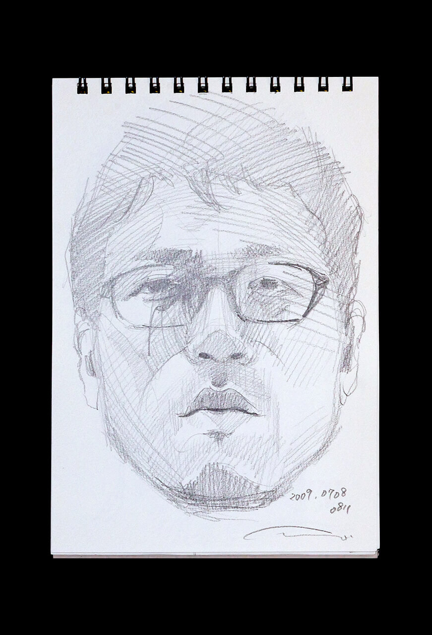 Contemporary artist SHINTAKU Tomoni's 2009/7/8 Self-portrait or pencil drawing