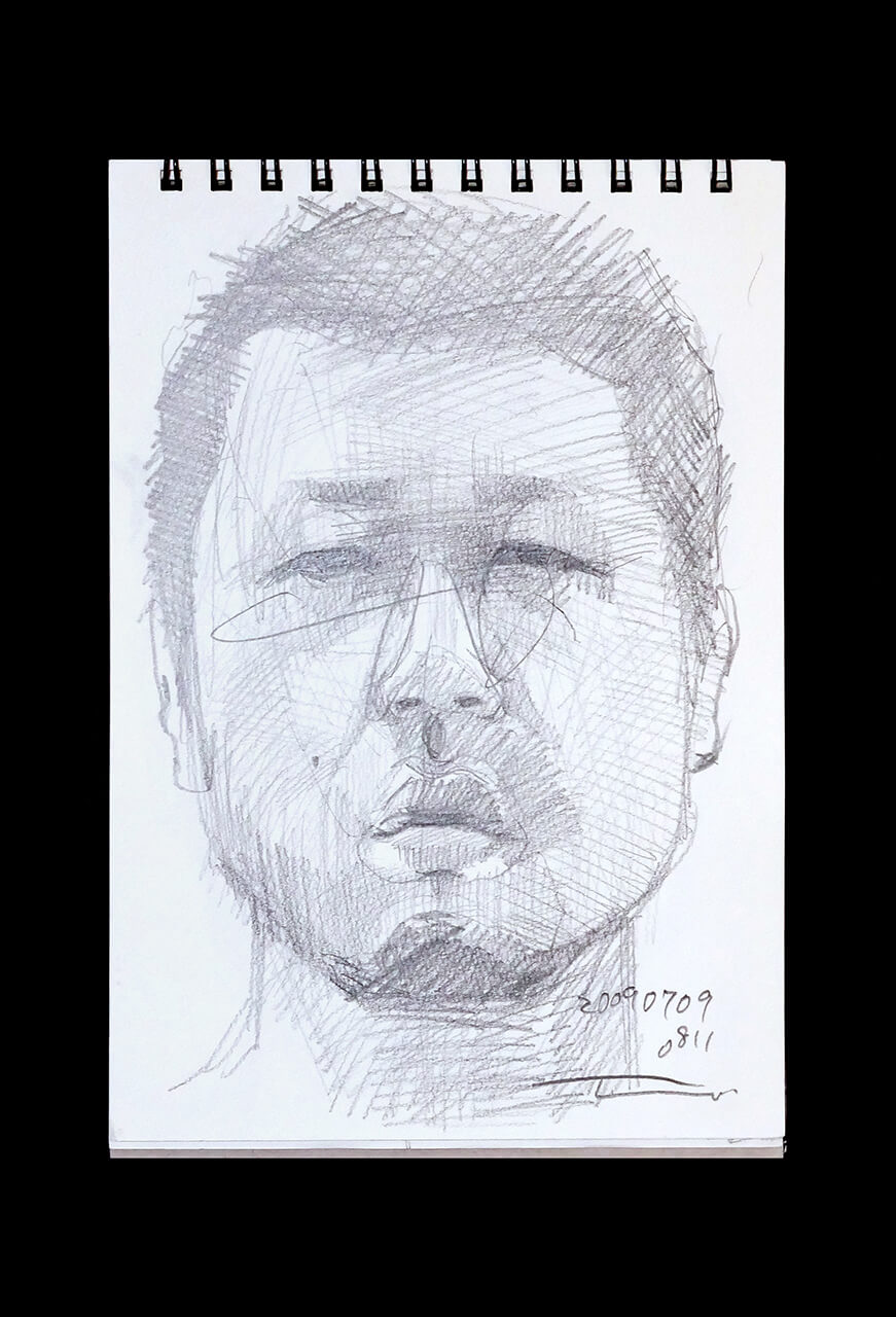 Contemporary artist SHINTAKU Tomoni's 2009/7/9 Self-portrait or pencil drawing