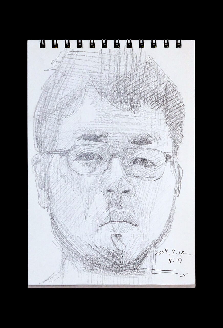 Contemporary artist SHINTAKU Tomoni's 2009/7/10 Self-portrait or pencil drawing