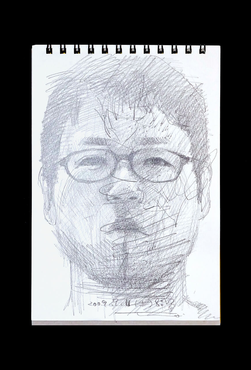 Contemporary artist SHINTAKU Tomoni's 2009/7/11 Self-portrait or pencil drawing