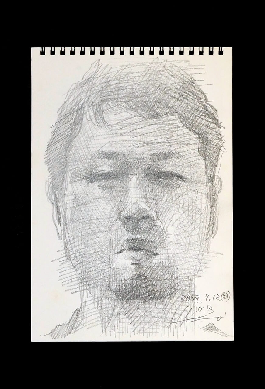 Contemporary artist SHINTAKU Tomoni's 2009/7/12 Self-portrait or pencil drawing