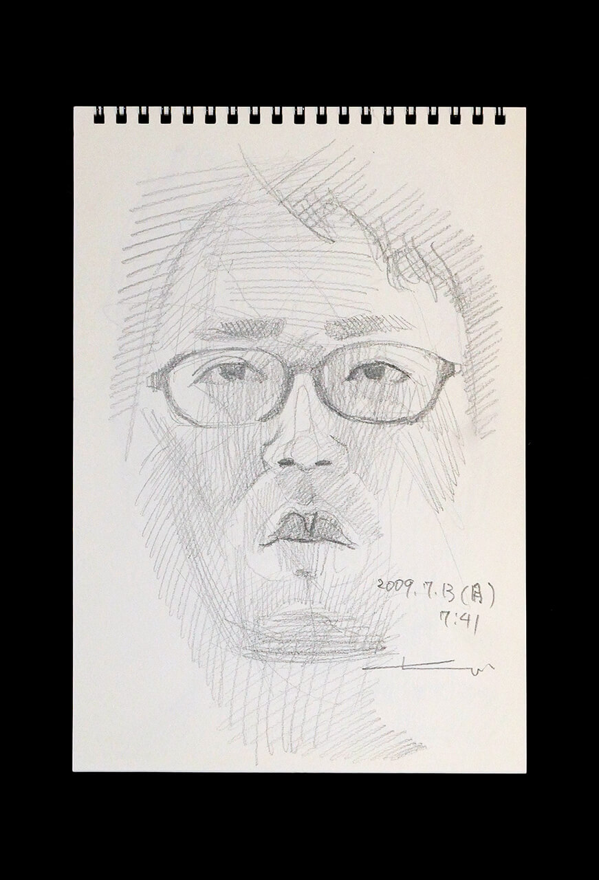 Contemporary artist SHINTAKU Tomoni's 2009/7/13 Self-portrait or pencil drawing