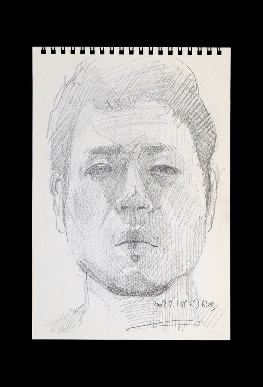 Contemporary artist SHINTAKU Tomoni's 2009/7/14 Self-portrait or pencil drawing