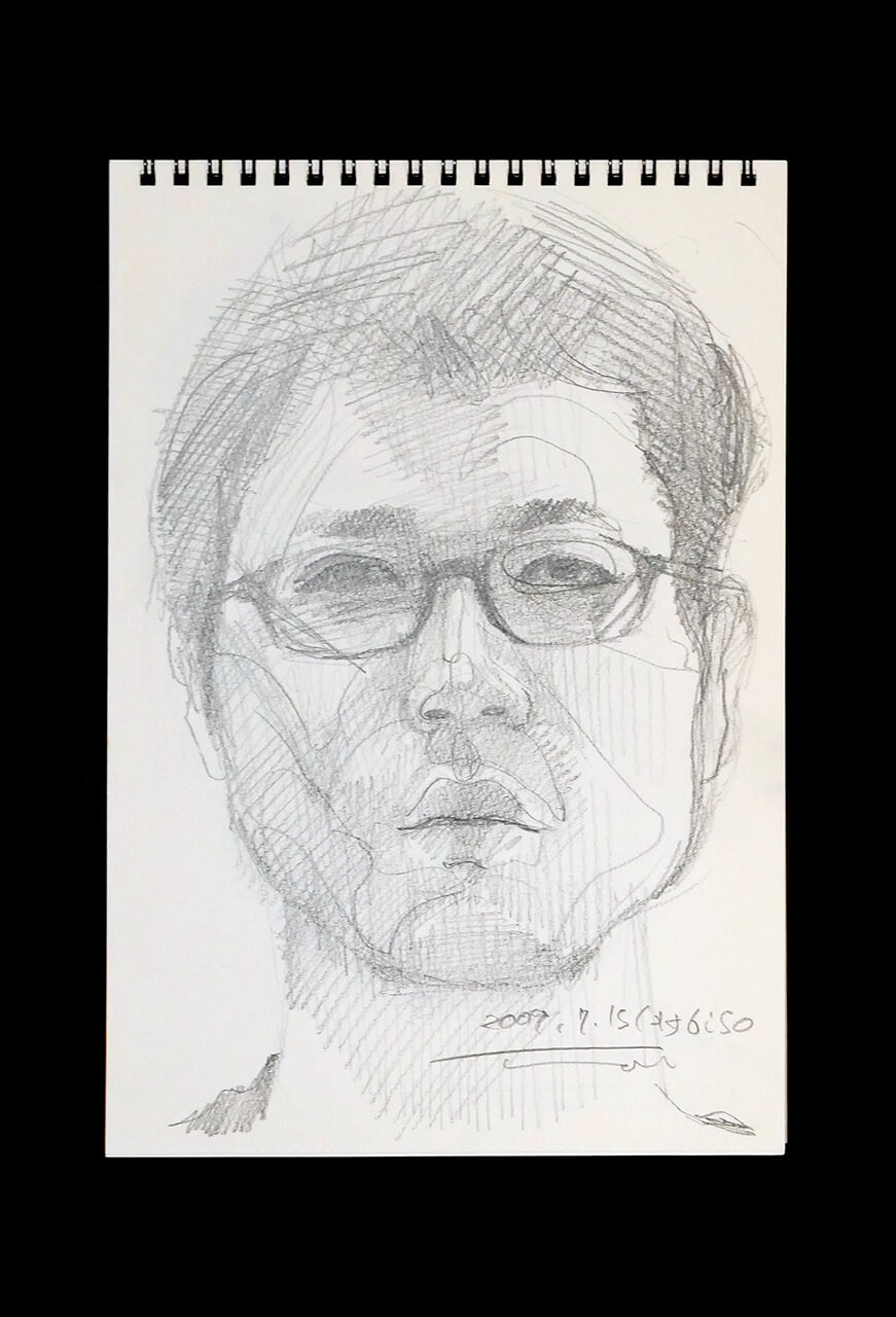 Contemporary artist SHINTAKU Tomoni's 2009/7/15 Self-portrait or pencil drawing