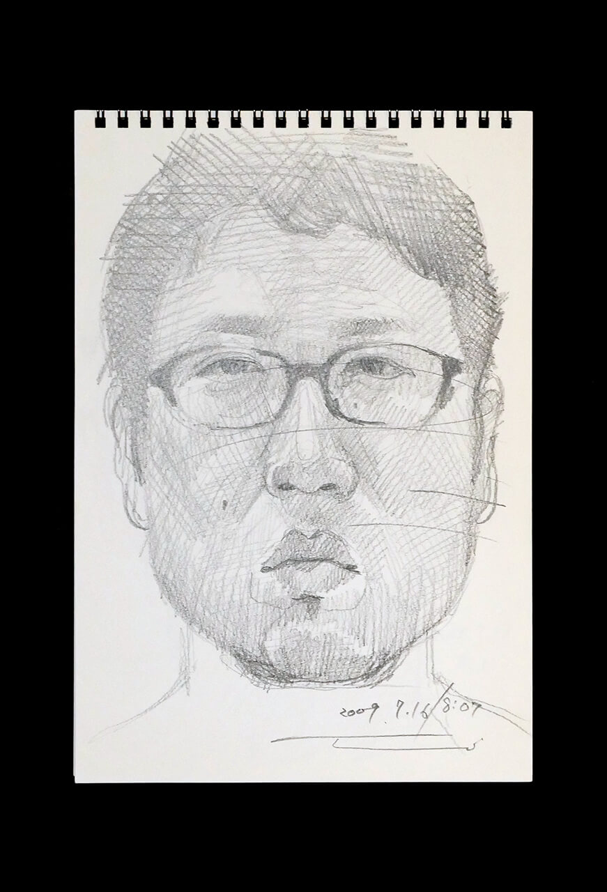 Contemporary artist SHINTAKU Tomoni's 2009/7/16 Self-portrait or pencil drawing
