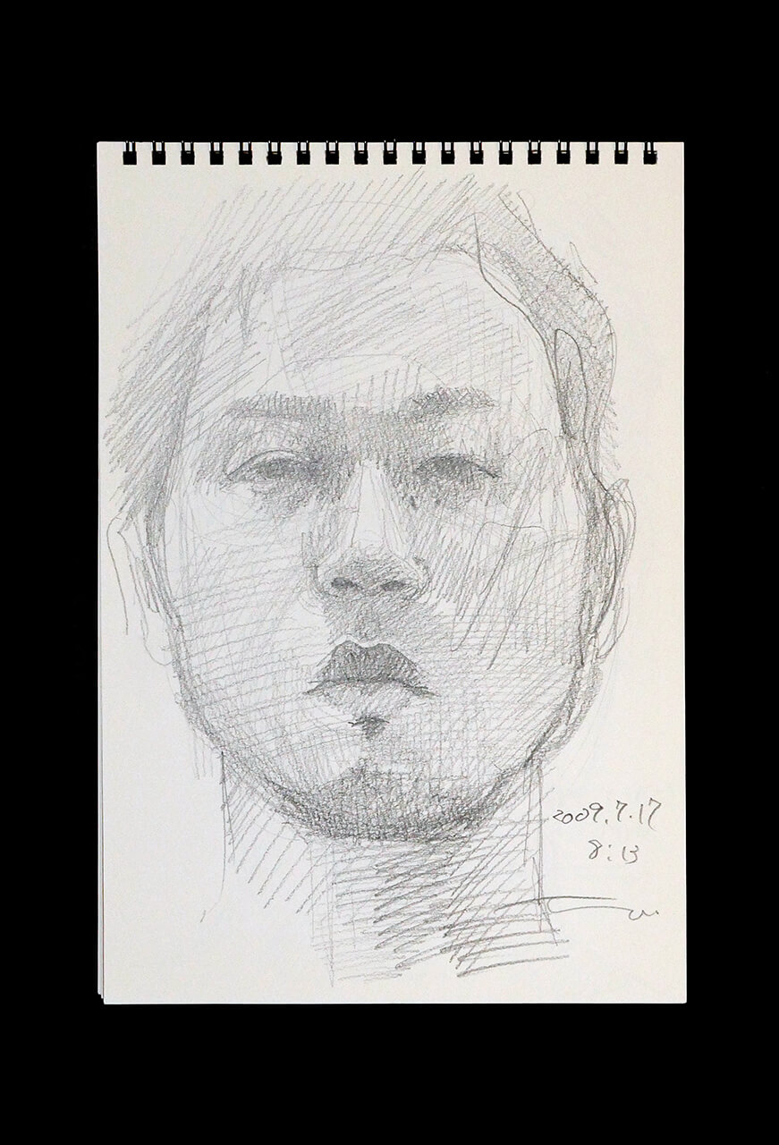 Contemporary artist SHINTAKU Tomoni's 2009/7/17 Self-portrait or pencil drawing