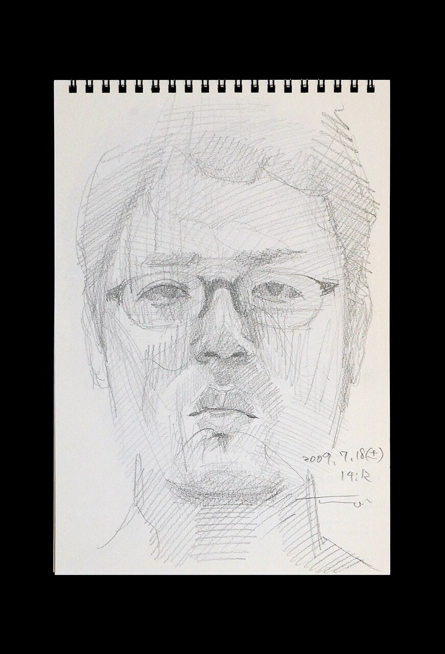 Contemporary artist SHINTAKU Tomoni's 2009/7/18 Self-portrait or pencil drawing