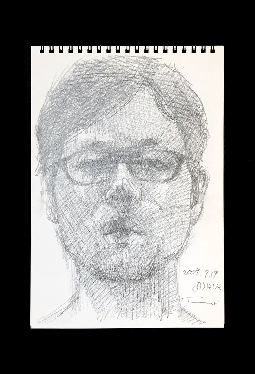 Contemporary artist SHINTAKU Tomoni's 2009/7/19 Self-portrait or pencil drawing