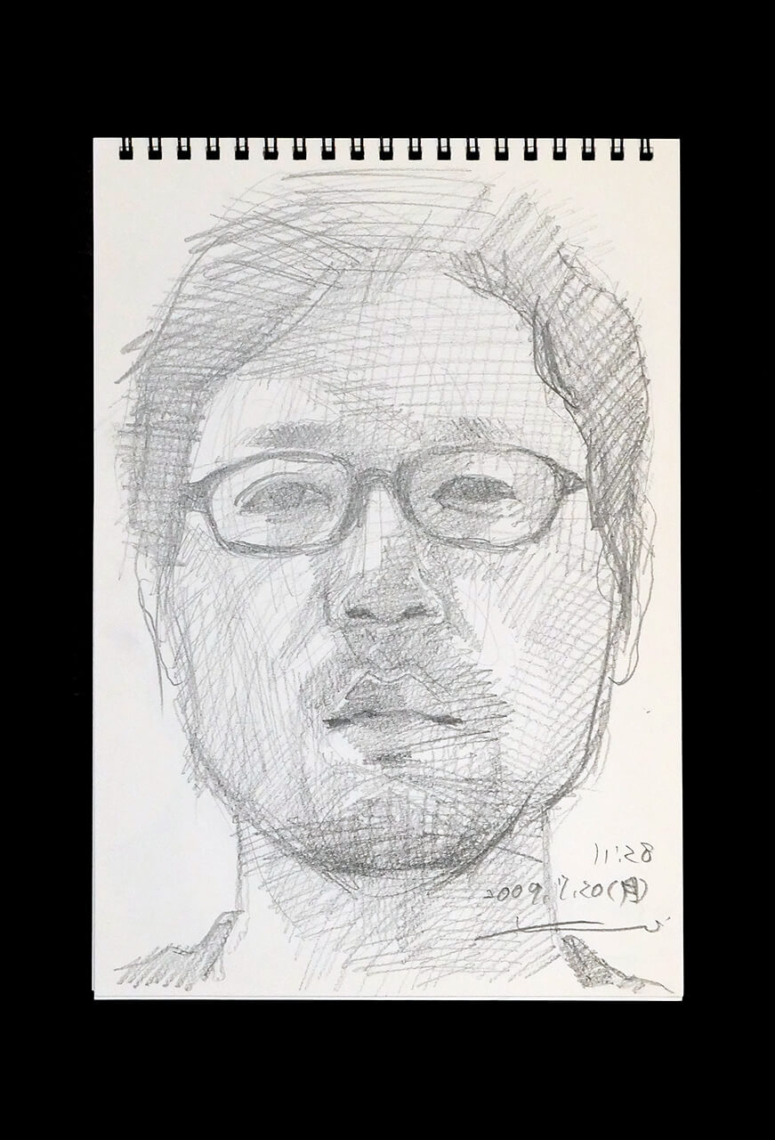 Contemporary artist SHINTAKU Tomoni's 2009/7/20 Self-portrait or pencil drawing