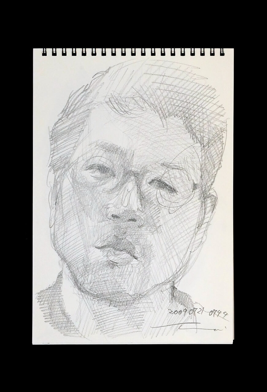 Contemporary artist SHINTAKU Tomoni's 2009/7/21 Self-portrait or pencil drawing