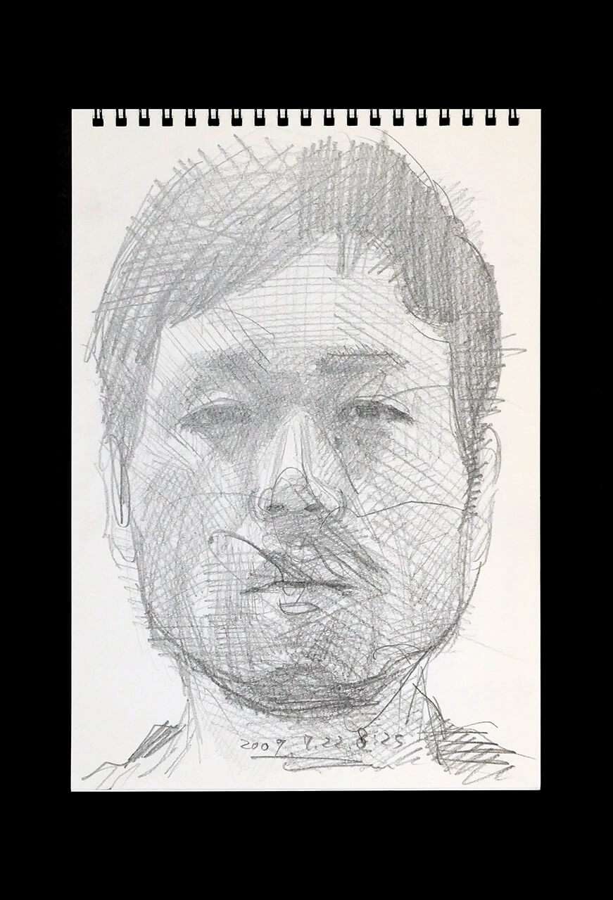 Contemporary artist SHINTAKU Tomoni's 2009/7/22 Self-portrait or pencil drawing
