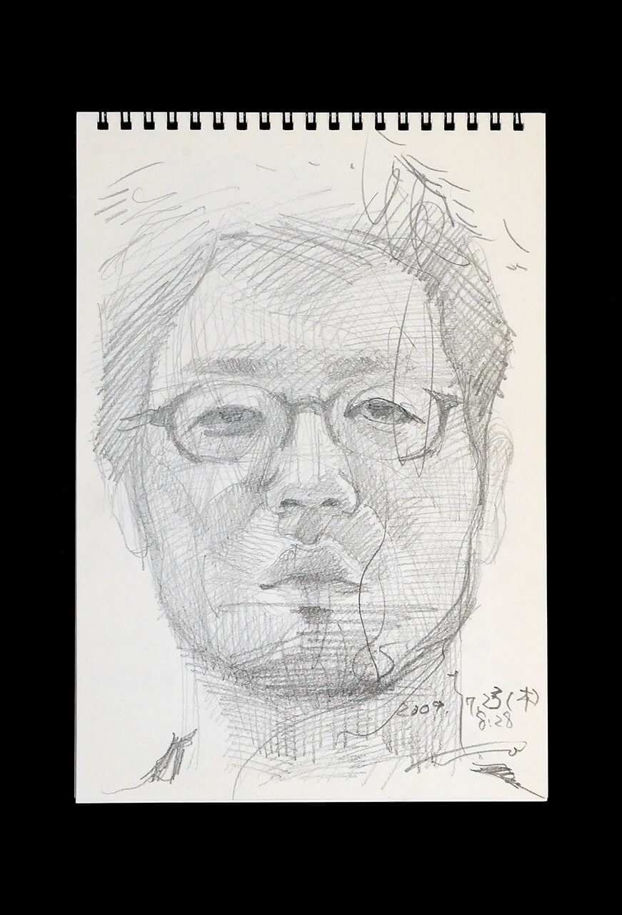 Contemporary artist SHINTAKU Tomoni's 2009/7/23 Self-portrait or pencil drawing