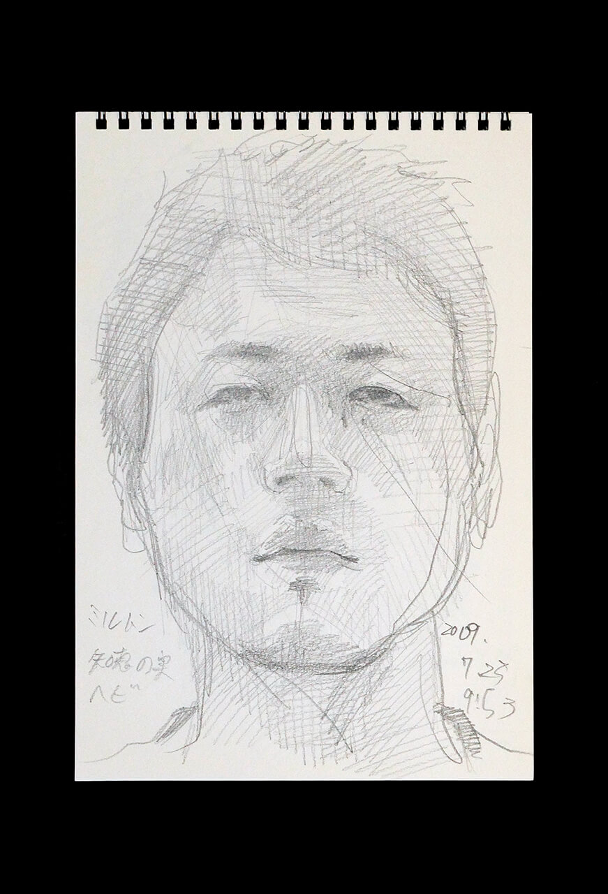 Contemporary artist SHINTAKU Tomoni's 2009/7/25 Self-portrait or pencil drawing