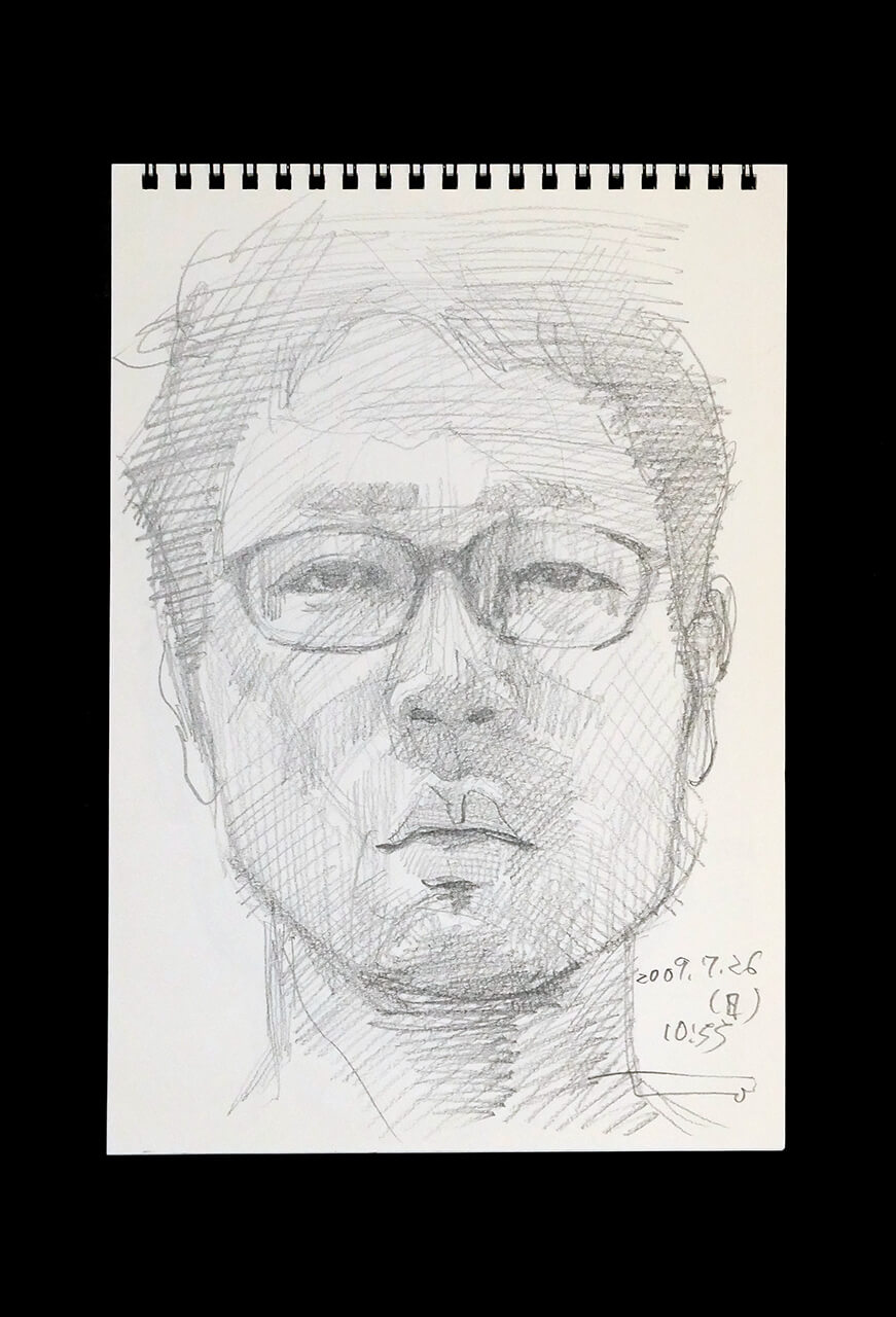 Contemporary artist SHINTAKU Tomoni's 2009/7/26 Self-portrait or pencil drawing