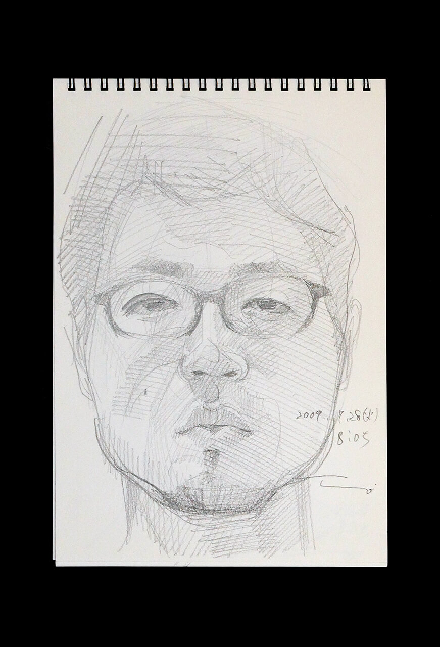 Contemporary artist SHINTAKU Tomoni's 2009/7/28 Self-portrait or pencil drawing