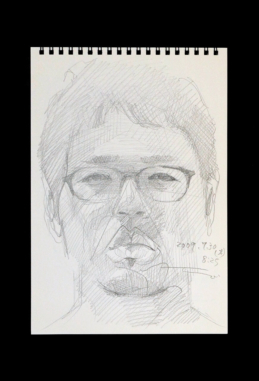 Contemporary artist SHINTAKU Tomoni's 2009/7/30 Self-portrait or pencil drawing