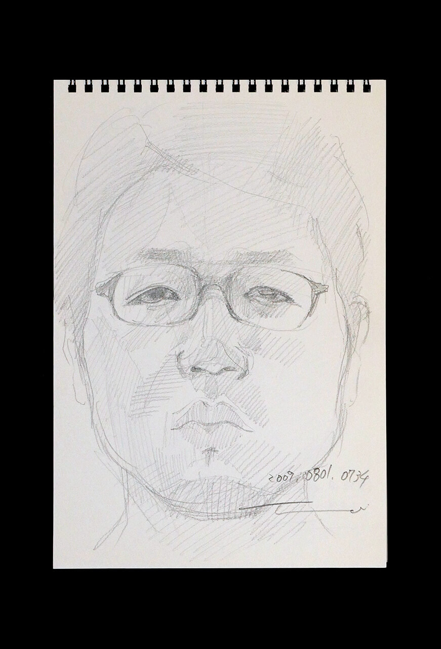 Contemporary artist SHINTAKU Tomoni's 2009/8/1 Self-portrait or pencil drawing