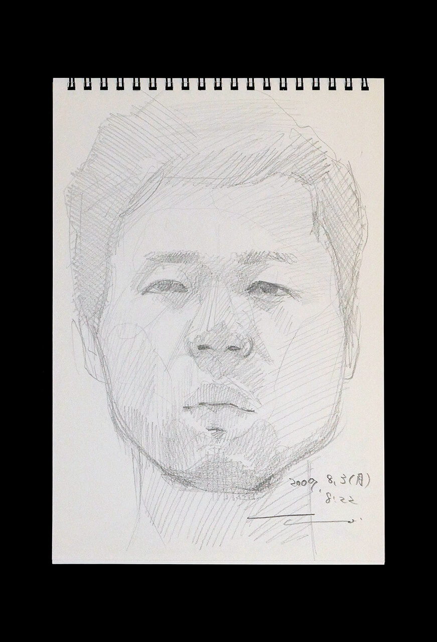 Contemporary artist SHINTAKU Tomoni's 2009/8/3 Self-portrait or pencil drawing