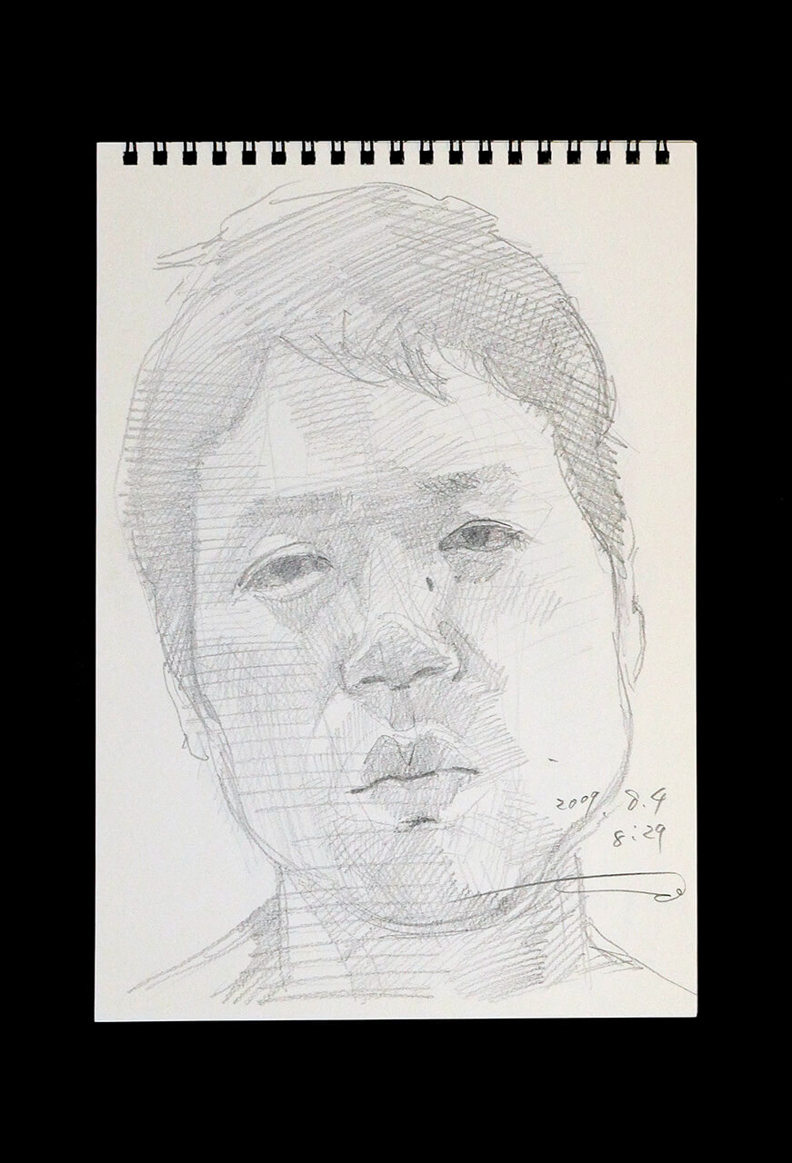 Contemporary artist SHINTAKU Tomoni's 2009/8/4 Self-portrait or pencil drawing