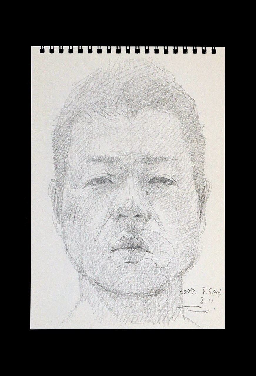 Contemporary artist SHINTAKU Tomoni's 2009/8/5 Self-portrait or pencil drawing