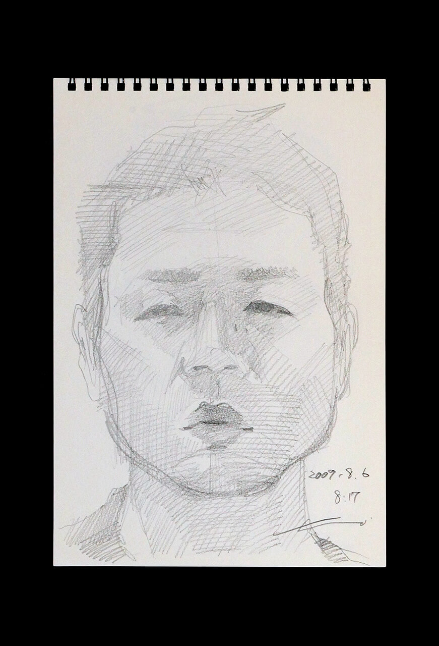 Contemporary artist SHINTAKU Tomoni's 2009/8/6 Self-portrait or pencil drawing