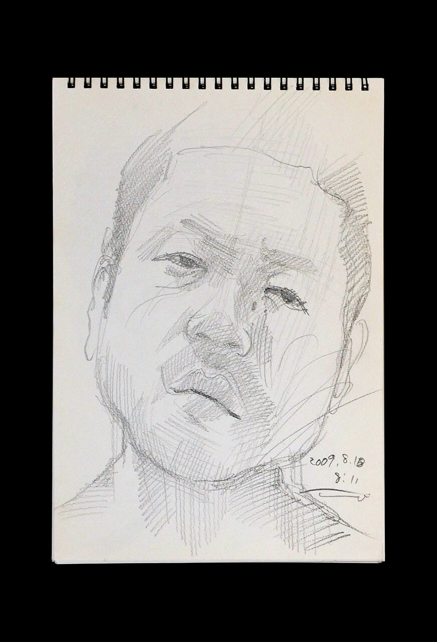 Contemporary artist SHINTAKU Tomoni's 2009/8/10 Self-portrait or pencil drawing