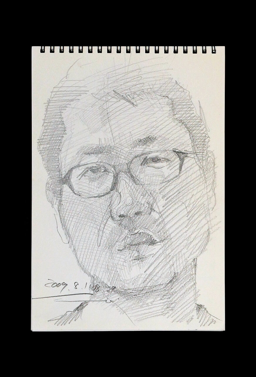 Contemporary artist SHINTAKU Tomoni's 2009/8/11 Self-portrait or pencil drawing