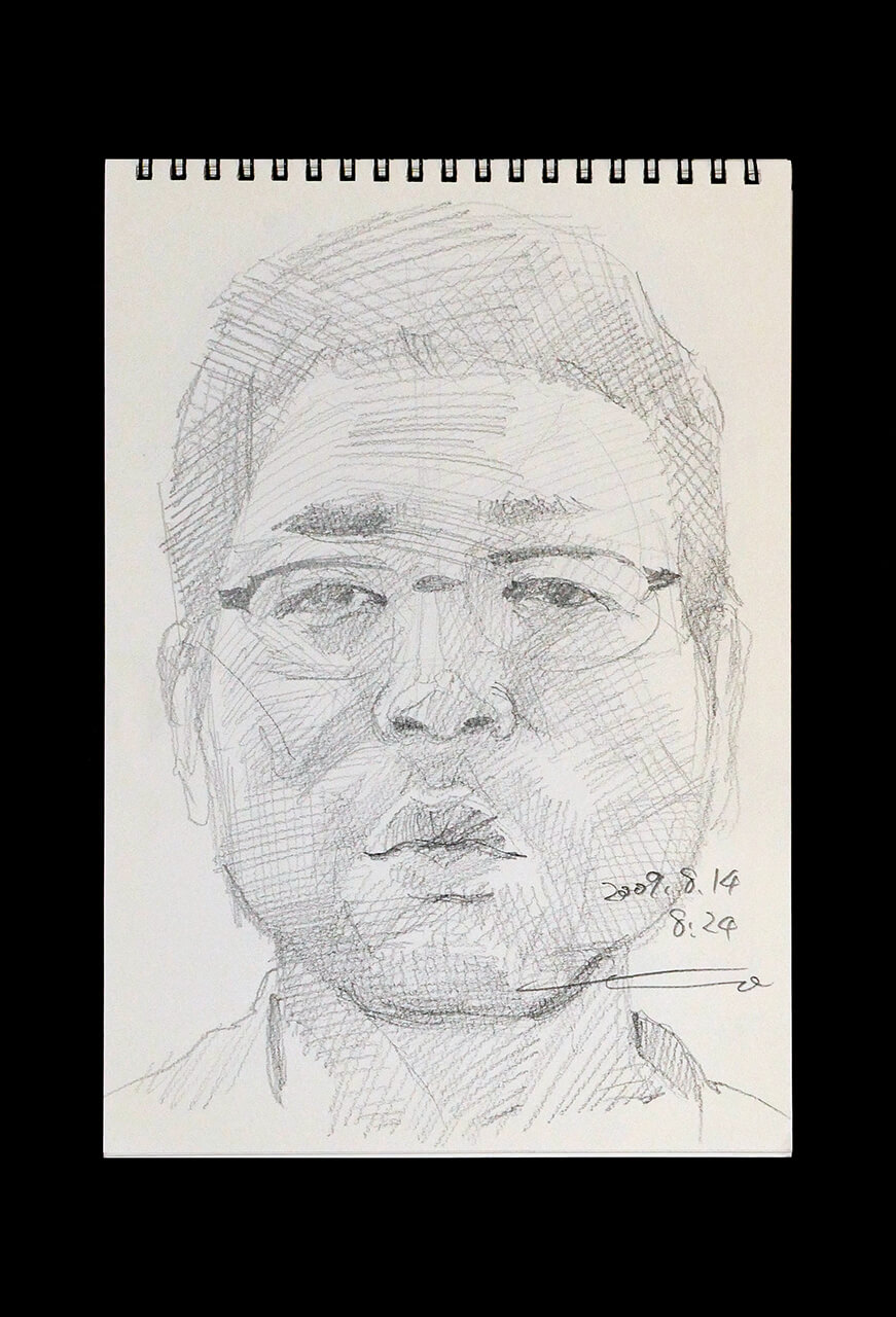 Contemporary artist SHINTAKU Tomoni's 2009/8/14 Self-portrait or pencil drawing
