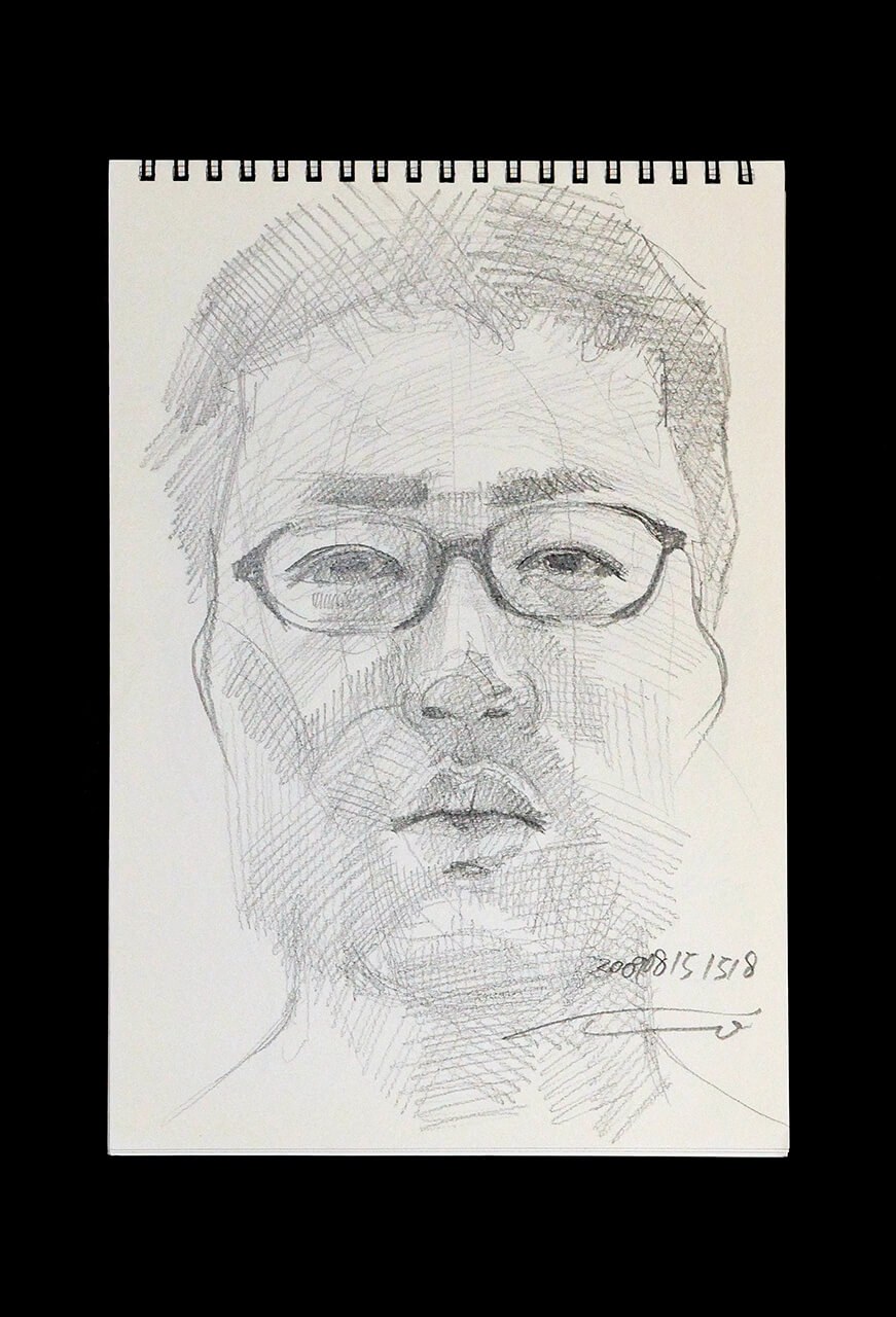 Contemporary artist SHINTAKU Tomoni's 2009/8/15 Self-portrait or pencil drawing