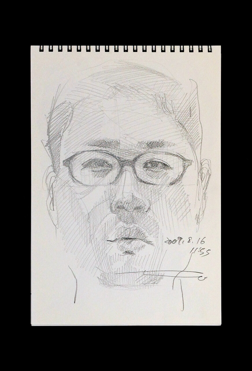 Contemporary artist SHINTAKU Tomoni's 2009/8/16 Self-portrait or pencil drawing