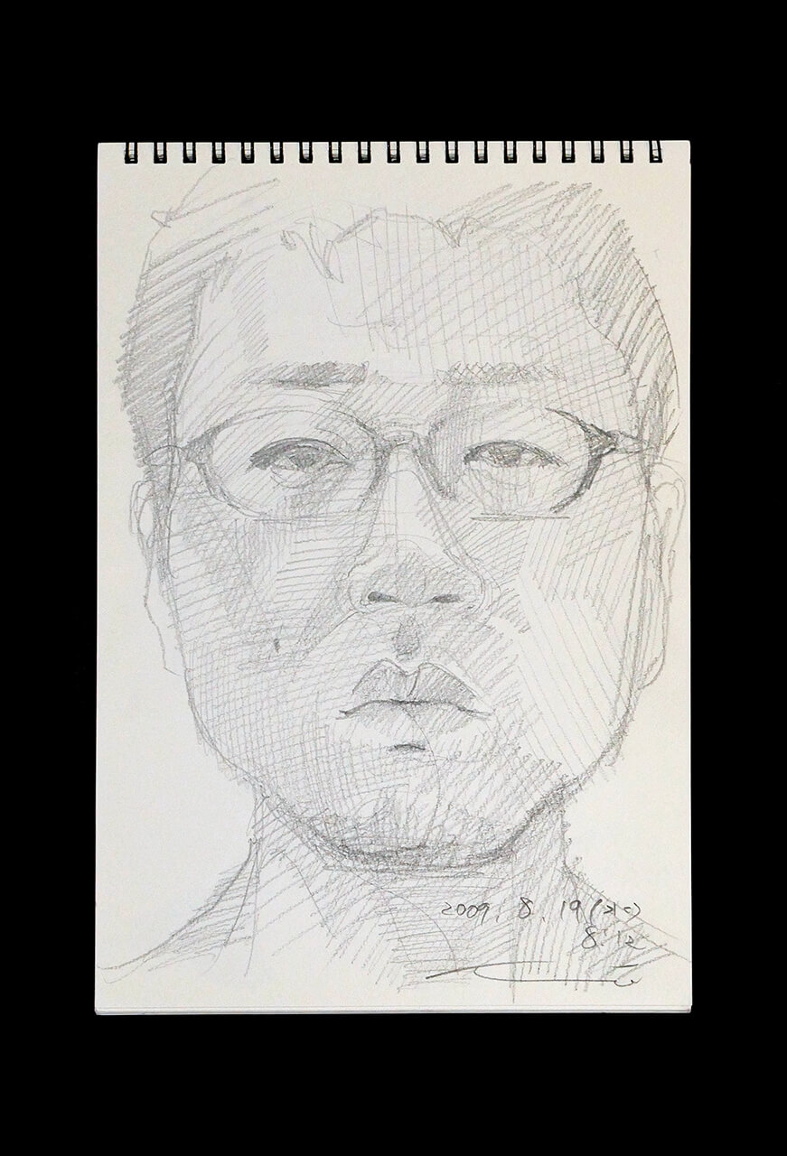 Contemporary artist SHINTAKU Tomoni's 2009/8/19 Self-portrait or pencil drawing