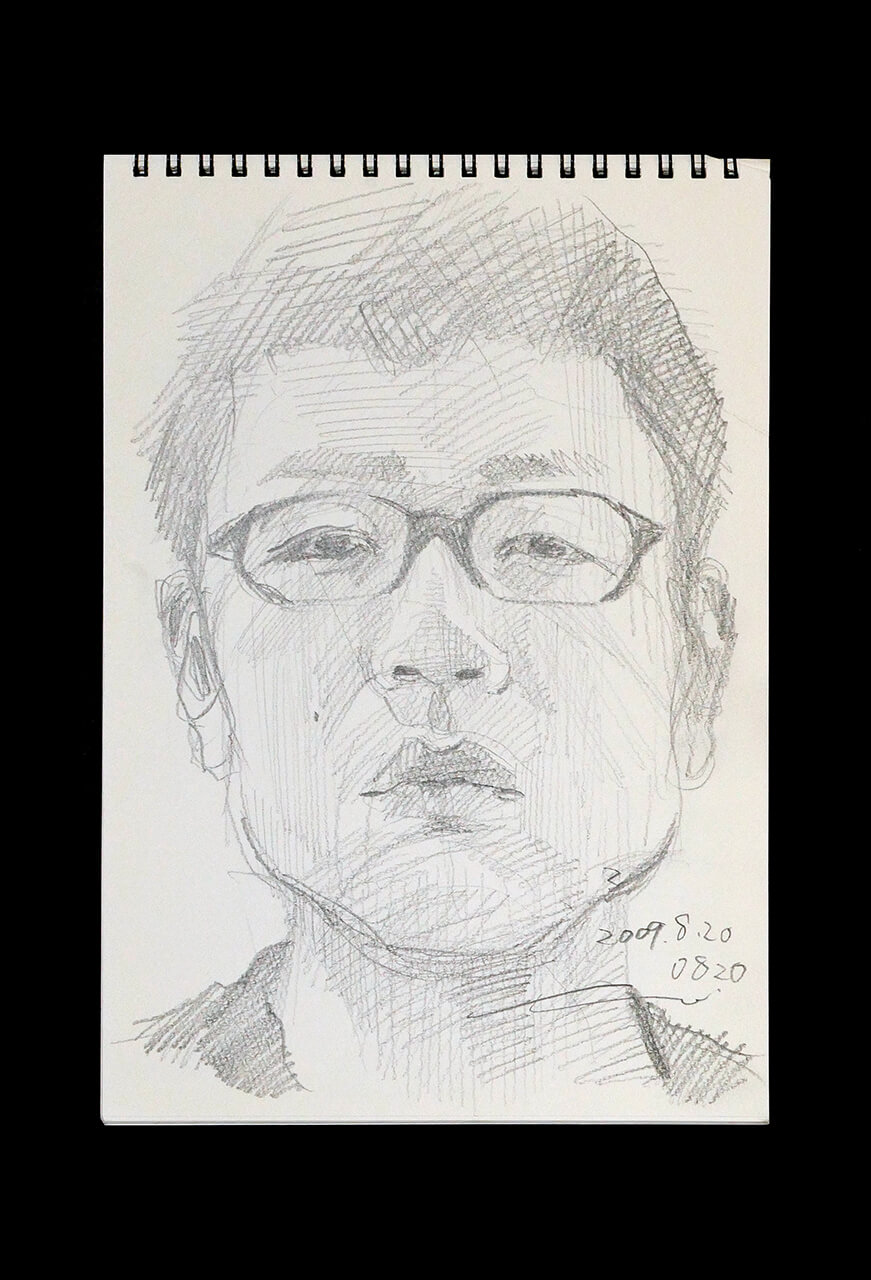 Contemporary artist SHINTAKU Tomoni's 2009/8/20 Self-portrait or pencil drawing