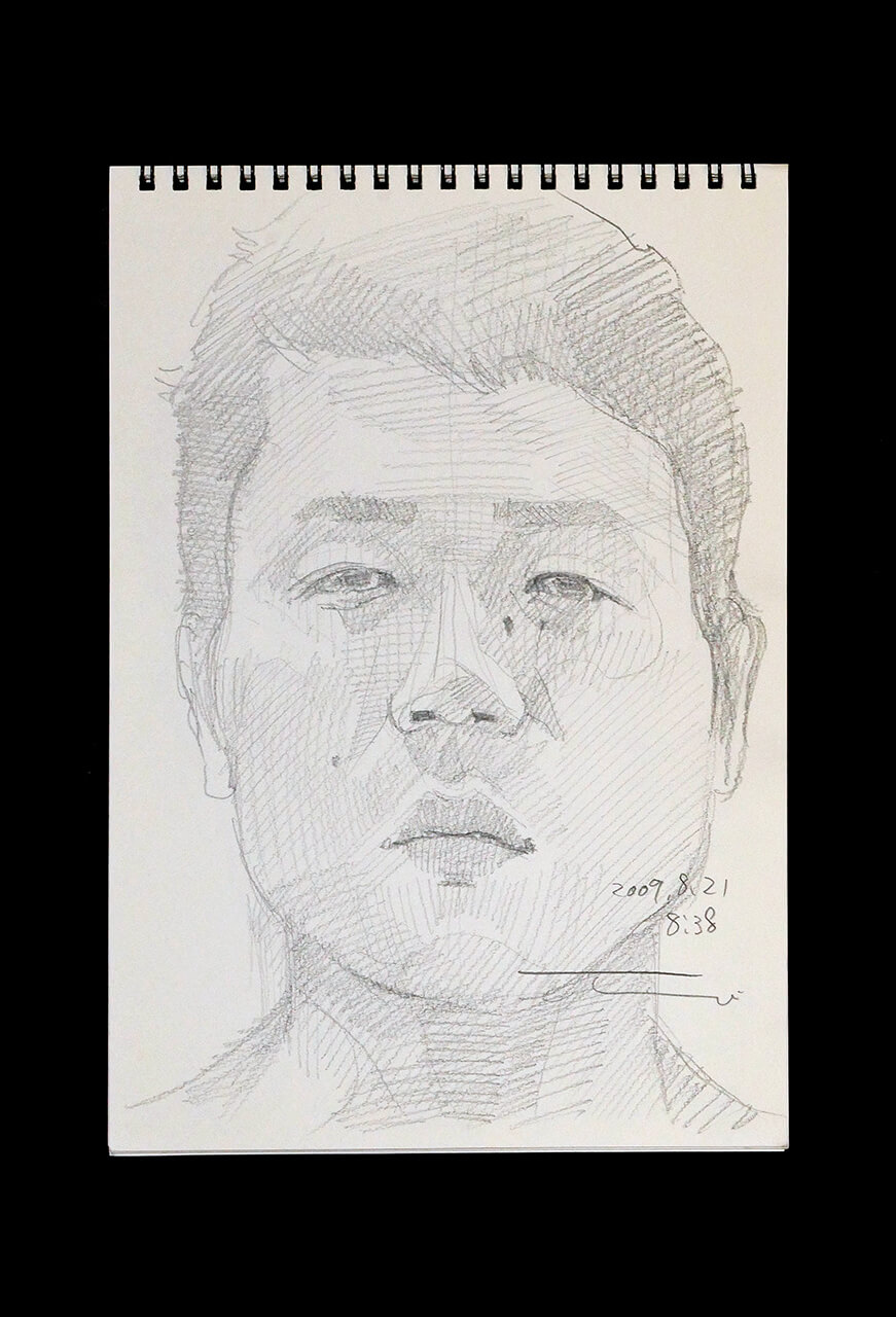 Contemporary artist SHINTAKU Tomoni's 2009/8/21 Self-portrait or pencil drawing