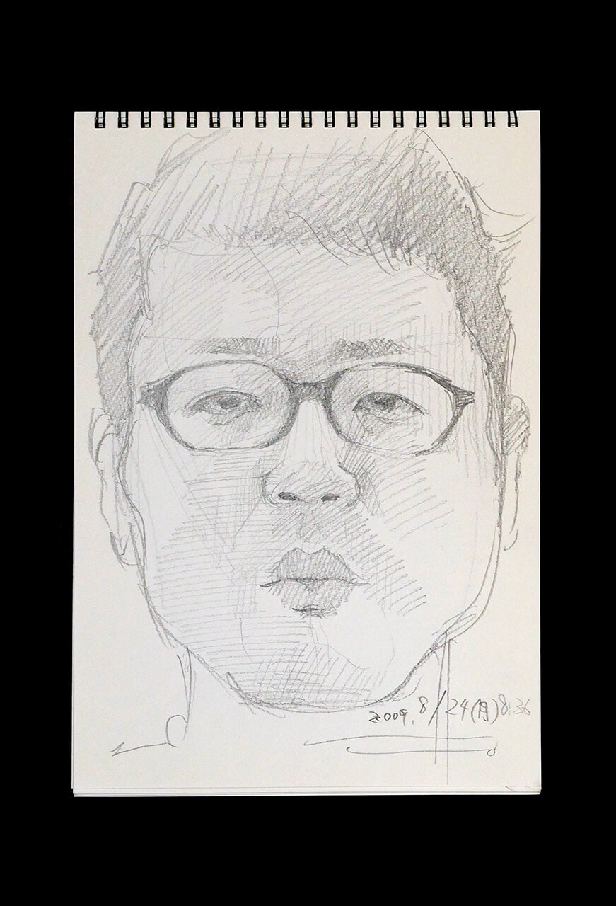 Contemporary artist SHINTAKU Tomoni's 2009/8/24 Self-portrait or pencil drawing