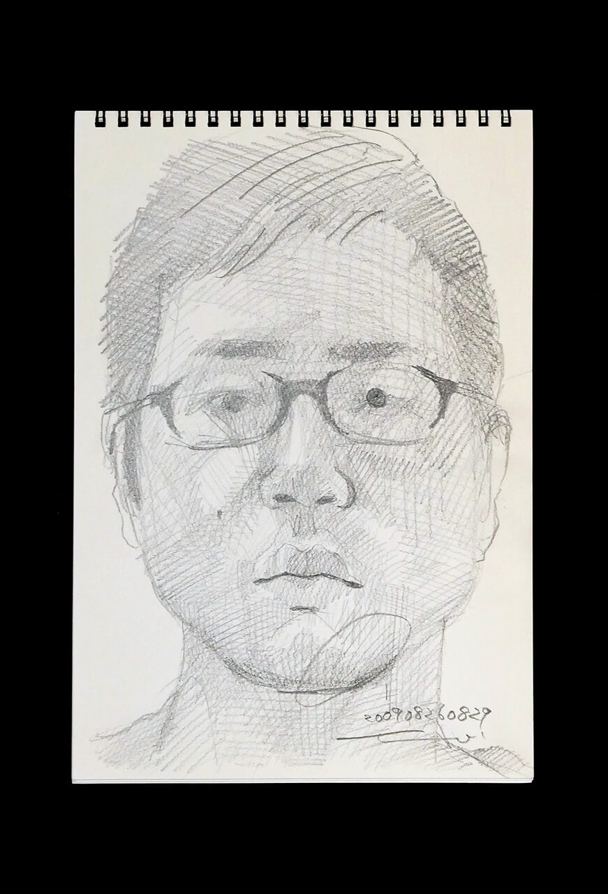 Contemporary artist SHINTAKU Tomoni's 2009/8/26 Self-portrait or pencil drawing