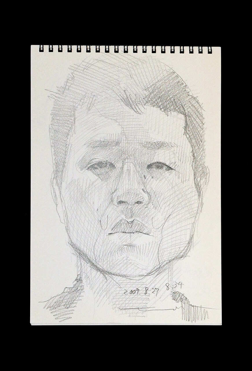 Contemporary artist SHINTAKU Tomoni's 2009/8/27 Self-portrait or pencil drawing