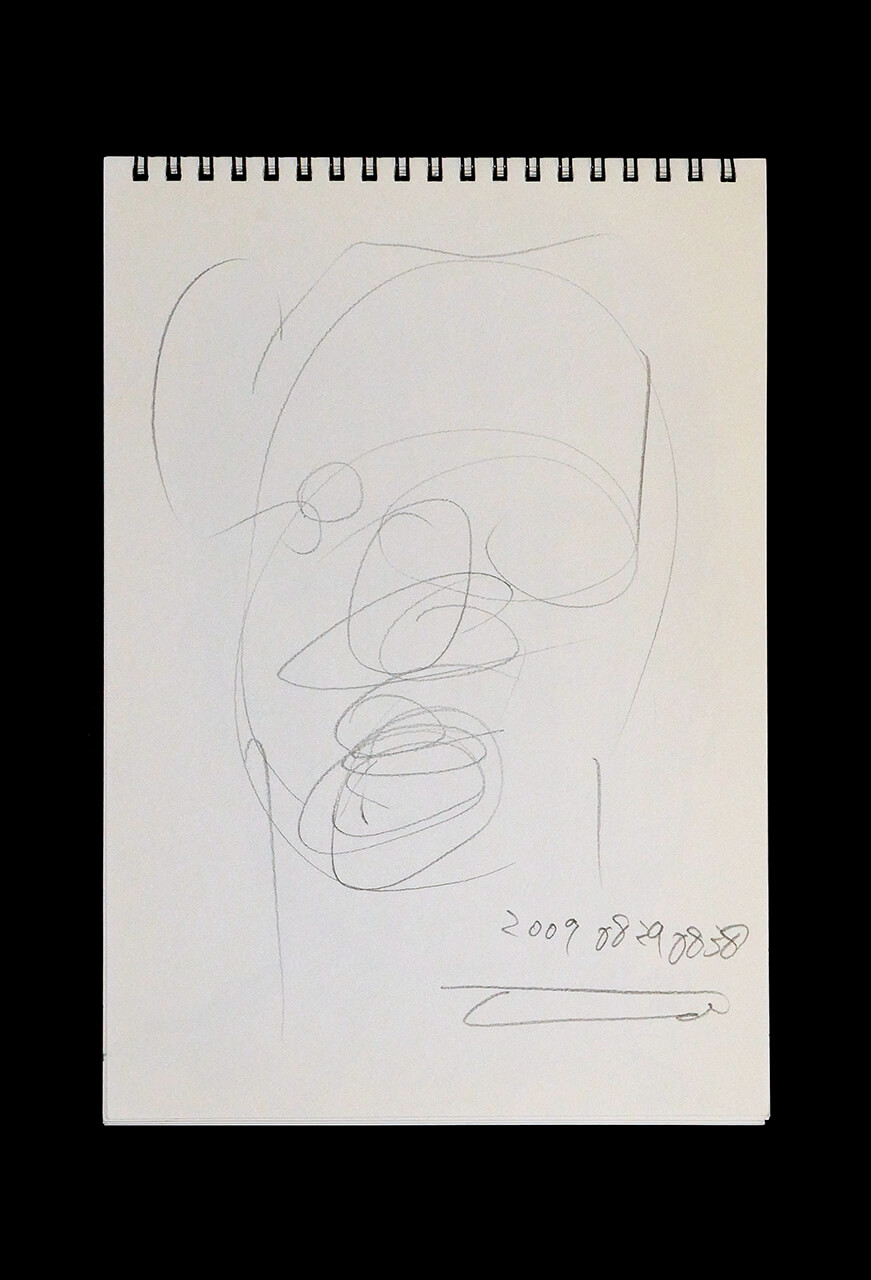 Contemporary artist SHINTAKU Tomoni's 2009/8/28 Self-portrait or pencil drawing