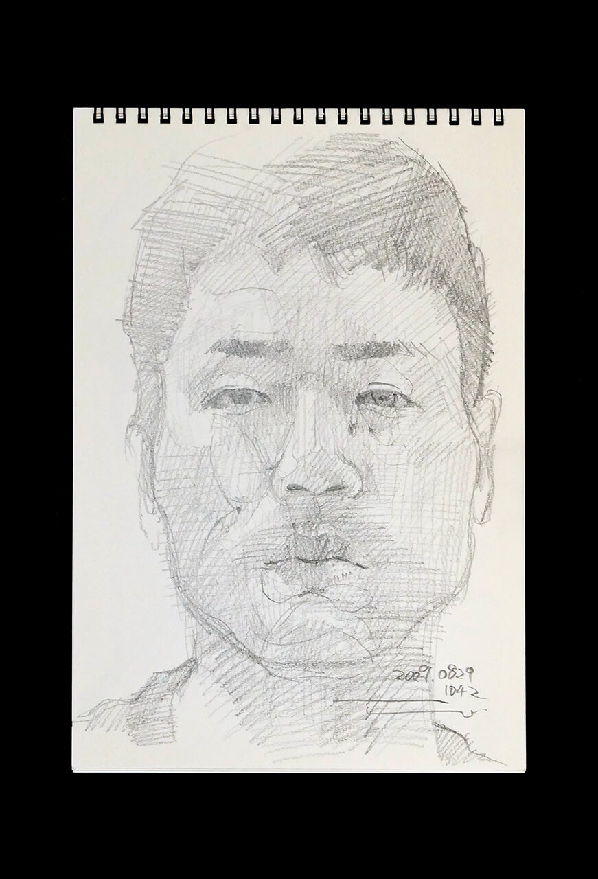 Contemporary artist SHINTAKU Tomoni's 2009/8/29 Self-portrait or pencil drawing