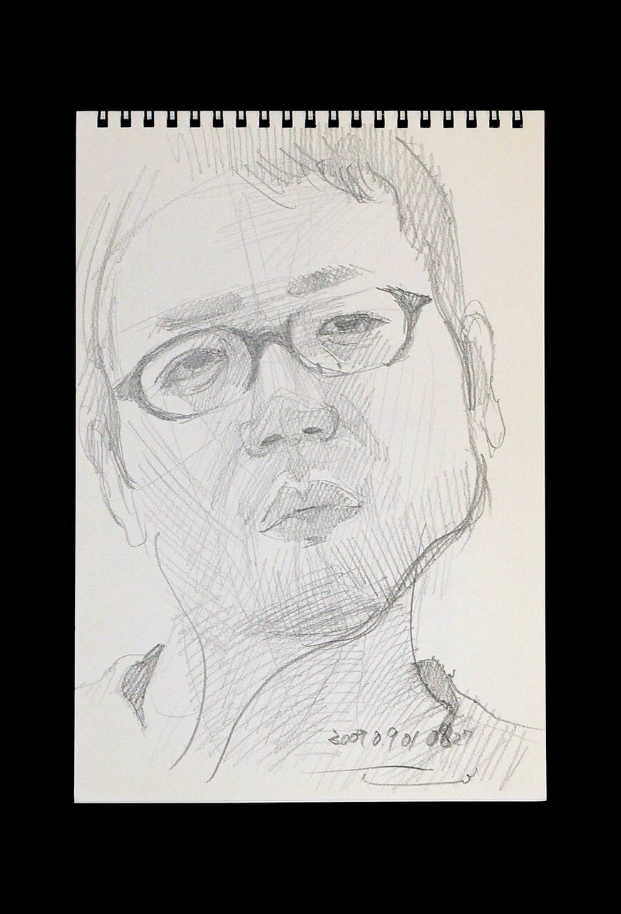 Contemporary artist SHINTAKU Tomoni's 2009/9/1 Self-portrait or pencil drawing
