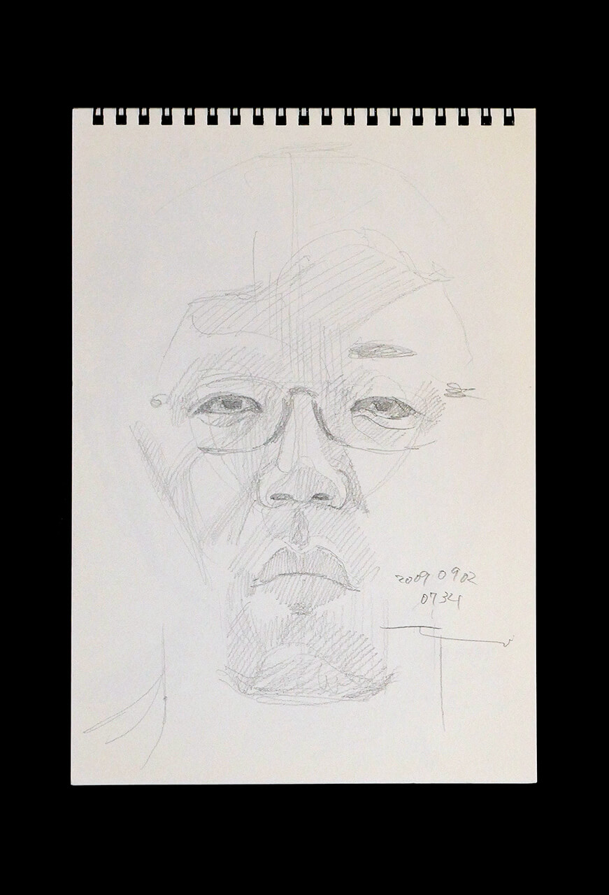Contemporary artist SHINTAKU Tomoni's 2009/9/2 Self-portrait or pencil drawing