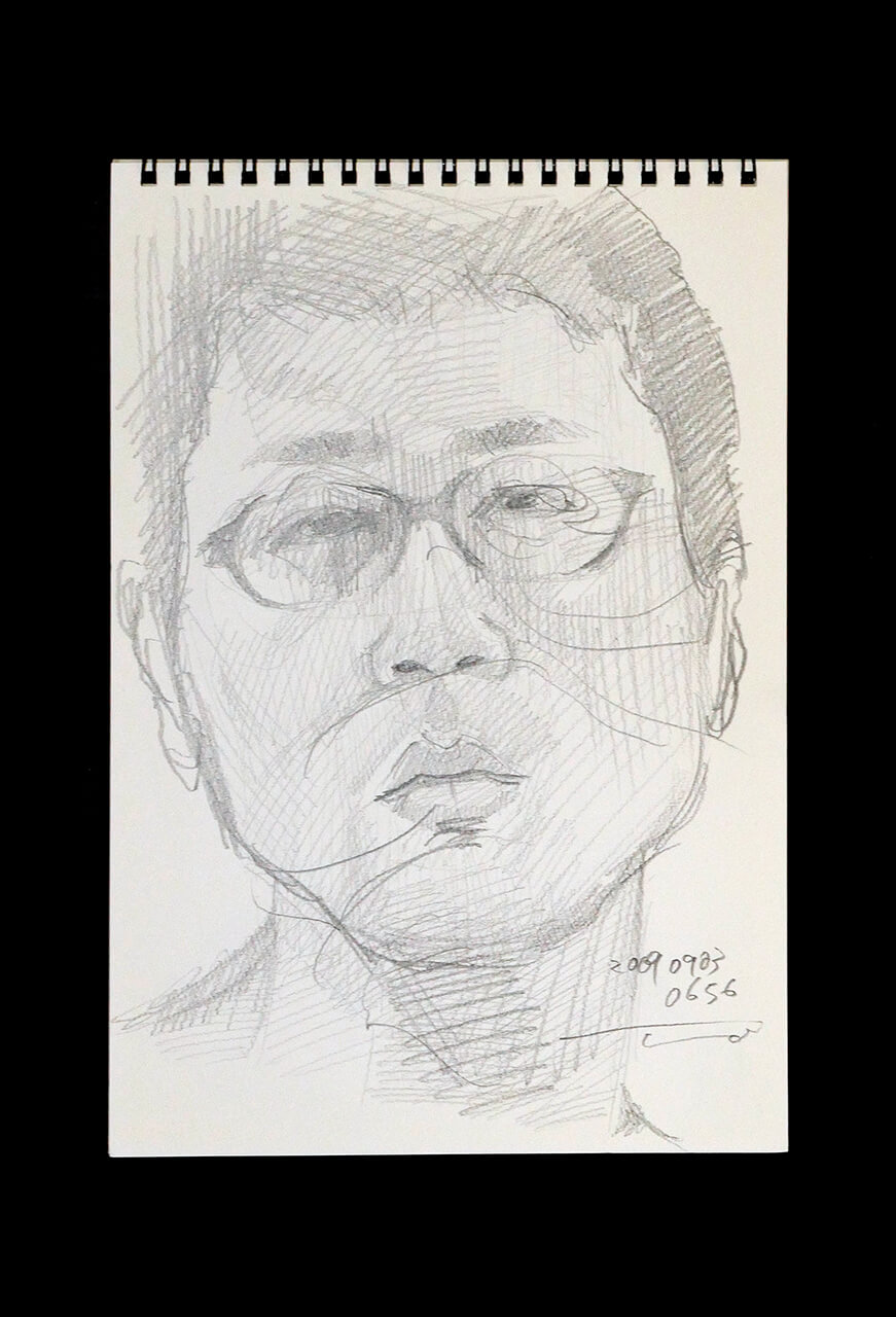 Contemporary artist SHINTAKU Tomoni's 2009/9/3 Self-portrait or pencil drawing