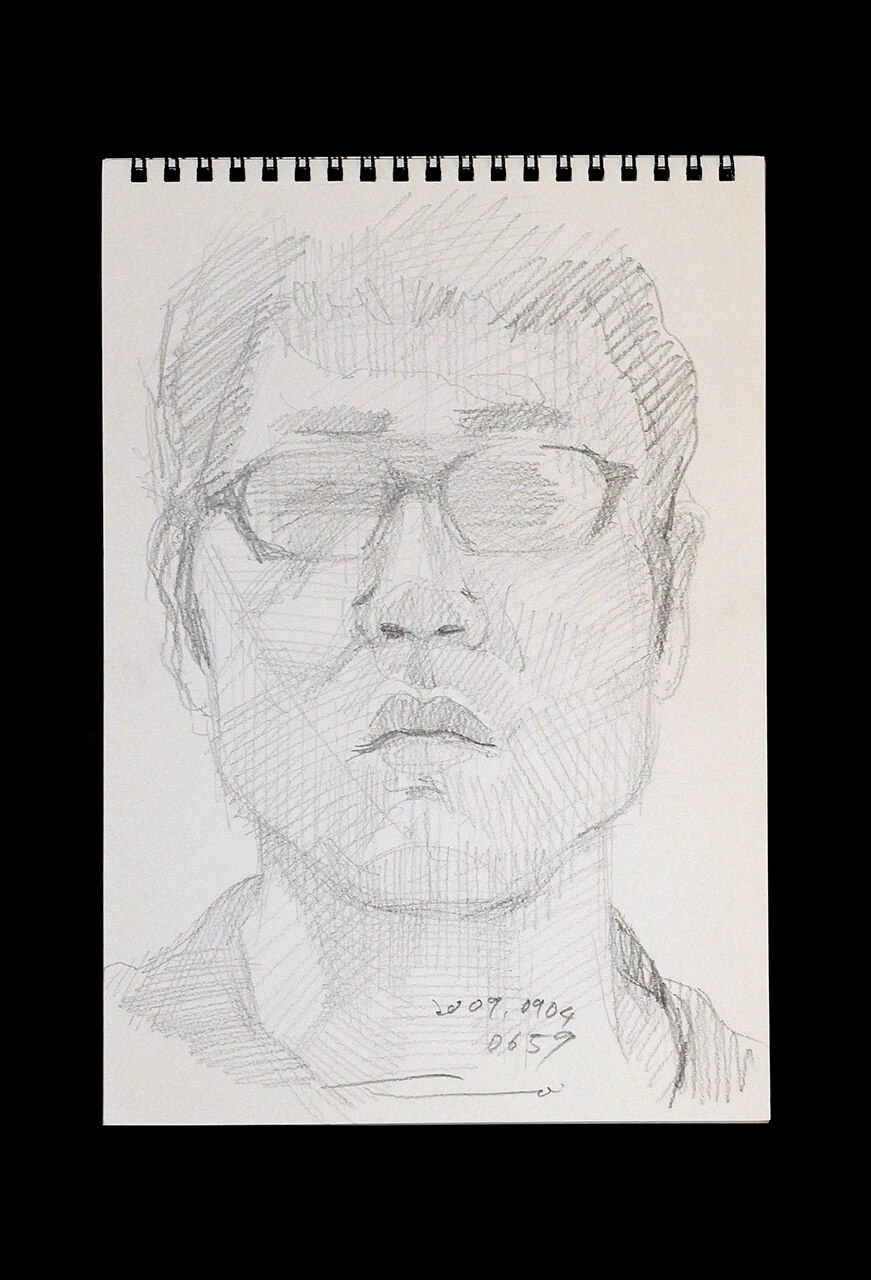Contemporary artist SHINTAKU Tomoni's 2009/9/4 Self-portrait or pencil drawing