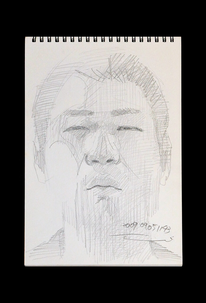 Contemporary artist SHINTAKU Tomoni's 2009/9/5 Self-portrait or pencil drawing